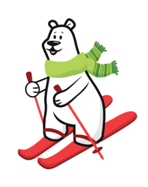 Cartoon Polar Bear skiing
